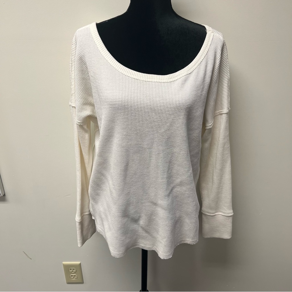 Abercombie Long Sleeve White Waffle knit